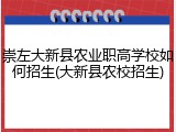 崇左大新县农业职高学校如何招生(大新县农校招生)