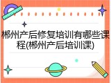 郴州产后修复培训有哪些课程(郴州产后培训课)