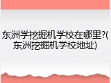 东洲学挖掘机学校在哪里?(东洲挖掘机学校地址)