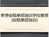 孝感安陆单招培训学校推荐(安陆单招培训)