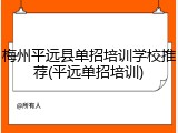 梅州平远县单招培训学校推荐(平远单招培训)