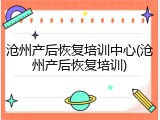 沧州产后恢复培训中心(沧州产后恢复培训)
