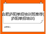 合肥庐阳单招培训班推荐(庐阳单招培训)