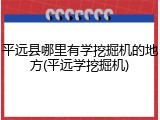 平远县哪里有学挖掘机的地方(平远学挖掘机)