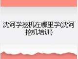 沈河学挖机在哪里学(沈河挖机培训)