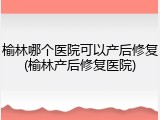 榆林哪个医院可以产后修复(榆林产后修复医院)