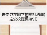 定安县在哪学挖掘机培训(定安挖掘机培训)