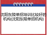 沈阳东陵单招培训比较好的机构(沈阳东陵单招机构)