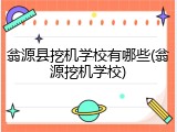 翁源县挖机学校有哪些(翁源挖机学校)