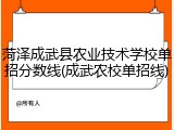 菏泽成武县农业技术学校单招分数线(成武农校单招线)