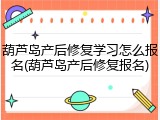 葫芦岛产后修复学习怎么报名(葫芦岛产后修复报名)