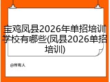 宝鸡凤县2026年单招培训学校有哪些(凤县2026单招培训)