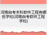 河南自考本科软件工程有哪些学校(河南自考软件工程学校)