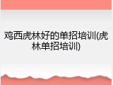 鸡西虎林好的单招培训(虎林单招培训)