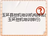 玉环县挖机培训机构排名(玉环挖机培训排行)
