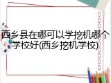 西乡县在哪可以学挖机哪个学校好(西乡挖机学校)