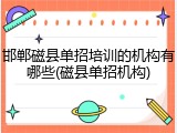 邯郸磁县单招培训的机构有哪些(磁县单招机构)