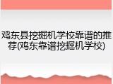 鸡东县挖掘机学校靠谱的推荐(鸡东靠谱挖掘机学校)