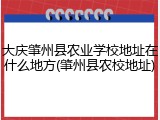 大庆肇州县农业学校地址在什么地方(肇州县农校地址)