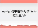 自考在哪里查到考籍(自考考籍查询)