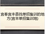 宜春宜丰县找单招集训的地方(宜丰单招集训地)