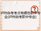 泸州自考考点有哪些职中专业(泸州自考职中专业)