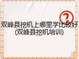 双峰县挖机上哪里学比较好(双峰县挖机培训)