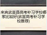 来宾武宣县高考补习学校哪家比较好(武宣高考补习学校推荐)