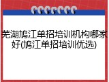 芜湖鸠江单招培训机构哪家好(鸠江单招培训优选)