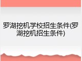 罗湖挖机学校招生条件(罗湖挖机招生条件)