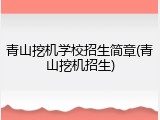 青山挖机学校招生简章(青山挖机招生)