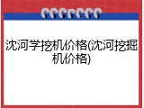 沈河学挖机价格(沈河挖掘机价格)