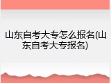 山东自考大专怎么报名(山东自考大专报名)