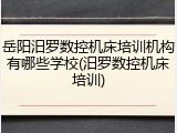 岳阳汨罗数控机床培训机构有哪些学校(汨罗数控机床培训)