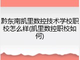 黔东南凯里数控技术学校职校怎么样(凯里数控职校如何)