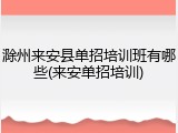 滁州来安县单招培训班有哪些(来安单招培训)
