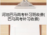 河池巴马高考补习班收费(巴马高考补习收费)