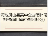 河池凤山县高中全封闭补习机构(凤山高中封闭补习)