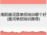 南阳唐河县单招培训哪个好(唐河单招培训推荐)