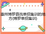 惠州博罗县找单招集训的地方(博罗单招集训)