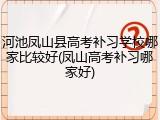 河池凤山县高考补习学校哪家比较好(凤山高考补习哪家好)