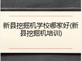 新县挖掘机学校哪家好(新县挖掘机培训)