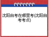 沈阳自考在哪里考(沈阳自考考点)