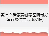 黄石产后康复哪家医院最好(黄石最佳产后康复院)