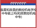 临夏和政县的数控机电学校中专能上吗(和政数控机电中专)