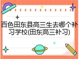 百色田东县高三生去哪个补习学校(田东高三补习)