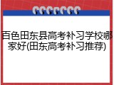 百色田东县高考补习学校哪家好(田东高考补习推荐)