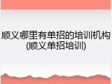 顺义哪里有单招的培训机构(顺义单招培训)