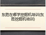 东胜在哪学挖掘机培训(东胜挖掘机培训)