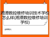 湘潭数控维修培训技术学校怎么样(湘潭数控维修培训学校)